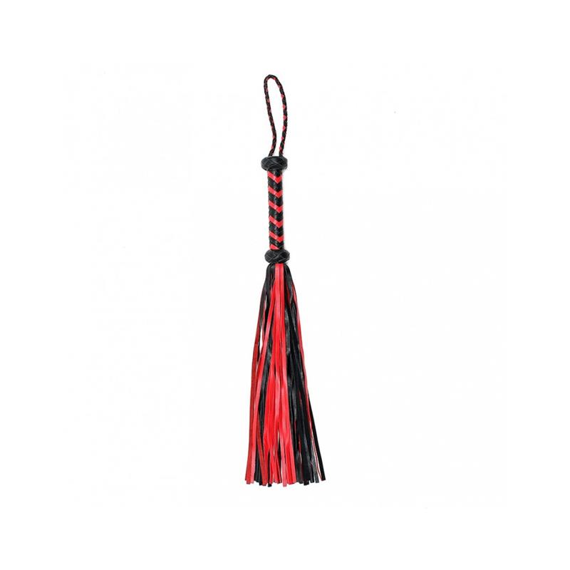 Flogger Trenzado Cuero Negro Rojo