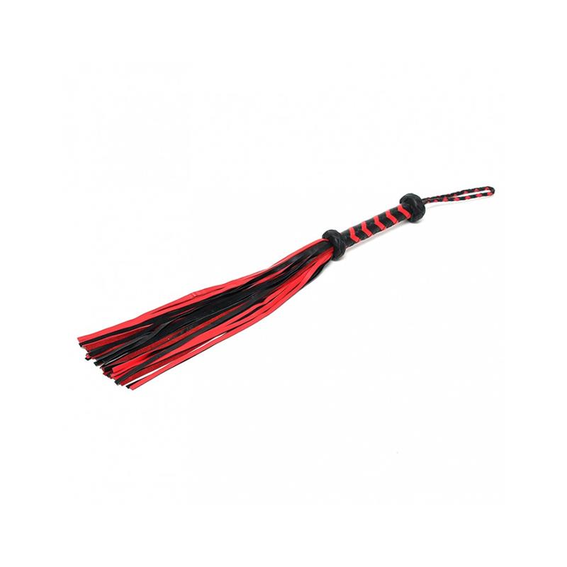 Flogger Trenzado Cuero Negro Rojo