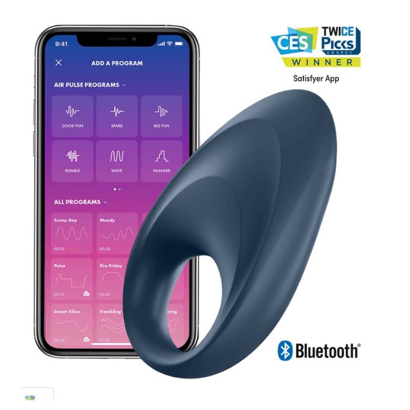 Mighty One Anillo Vibrador con APP Azul