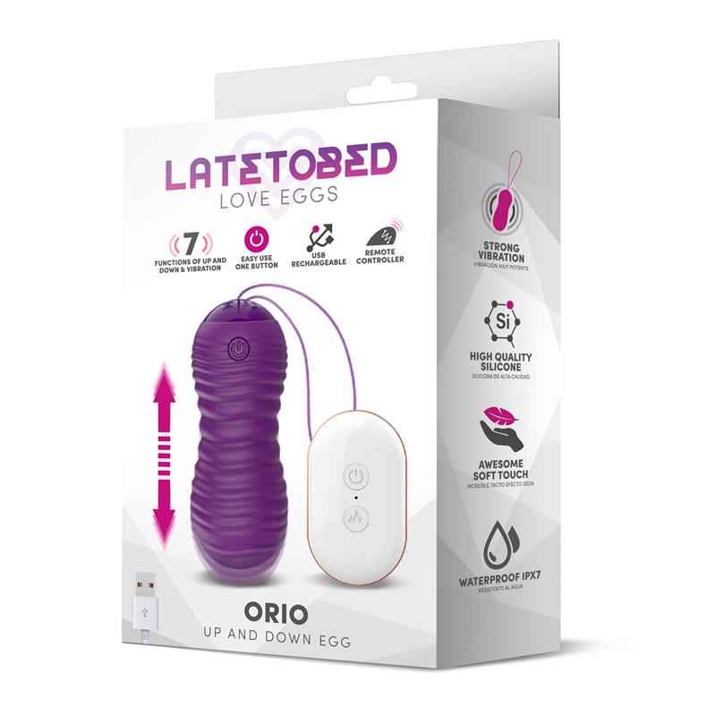 Orio Huevo Vibrador y Movimiento Telescopico Up and Down Control Remoto Purpura