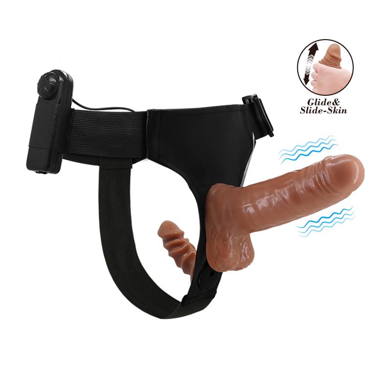 Arnes con Dildo Doble Retractil con Vibracion